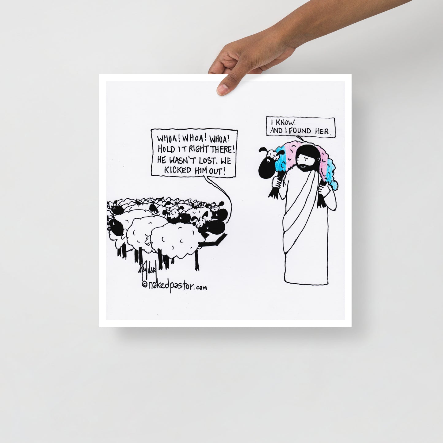 Lost Transgender Lamb - Choose Your Pronouns Print-Cartoons-nakedpastor