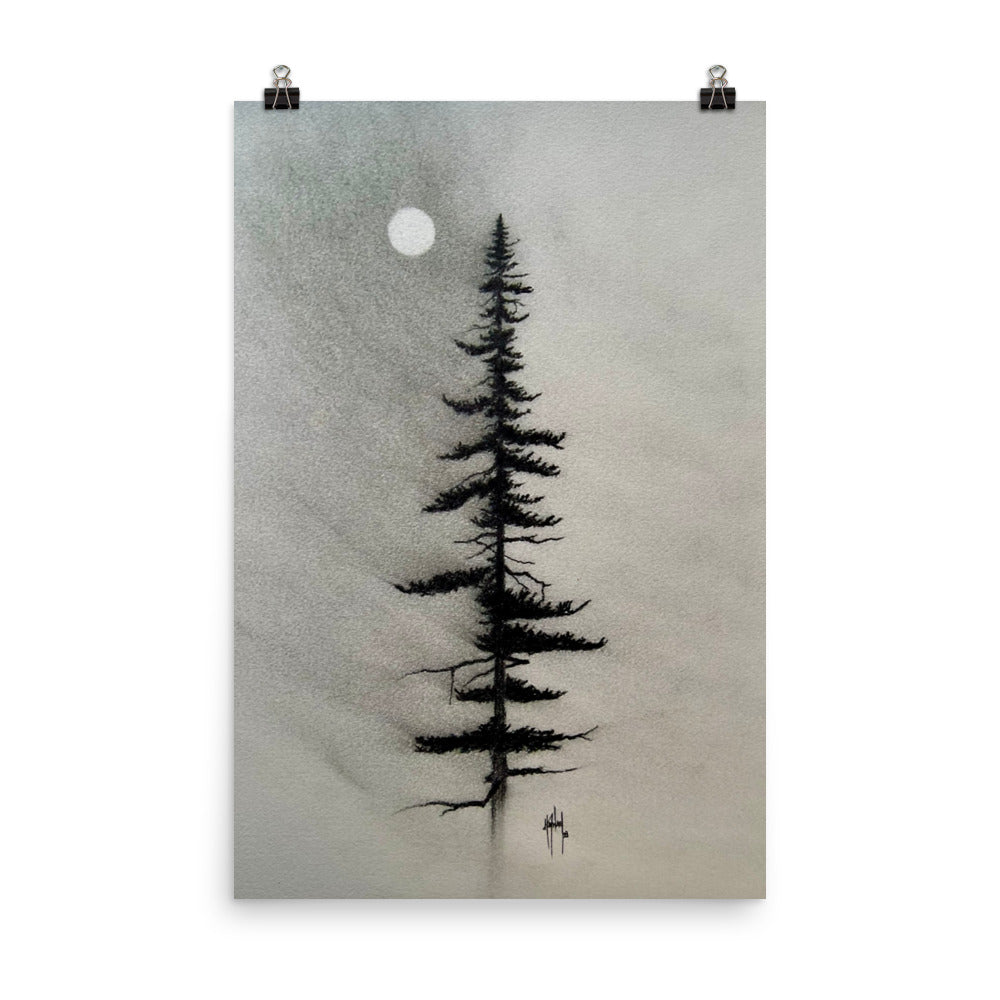 Pine Charcoal Drawing Print