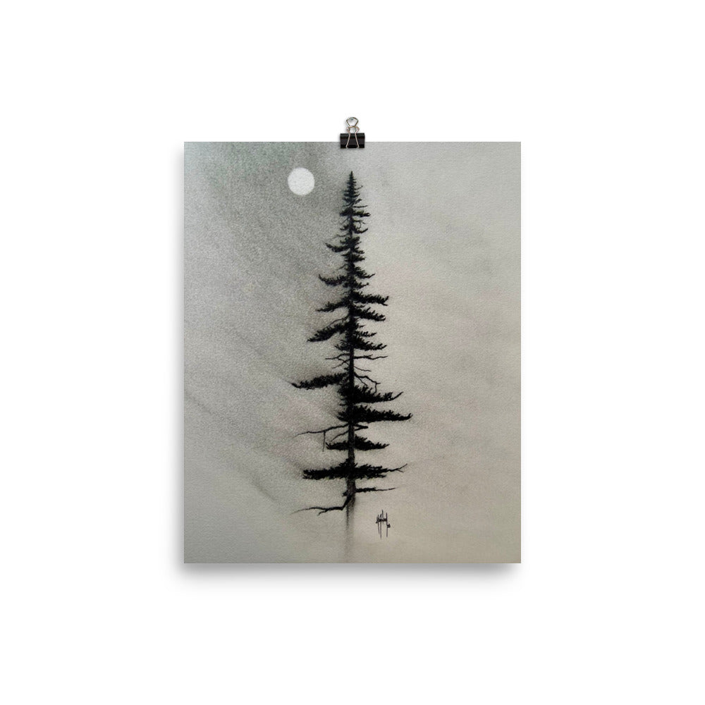 Pine Charcoal Drawing Print