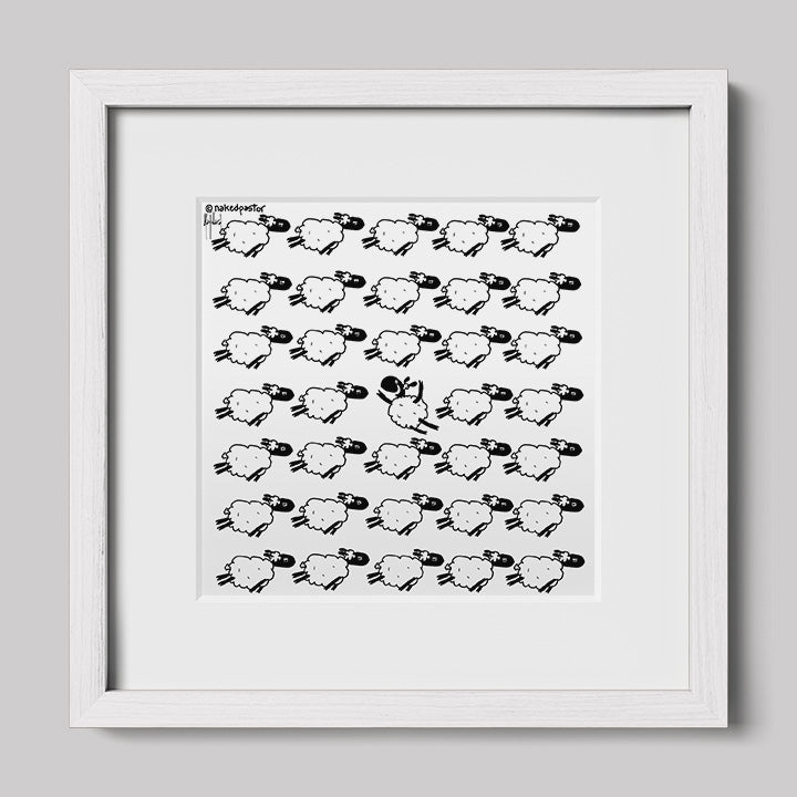Go Against the Flock Cartoon Print-Cartoons-nakedpastor