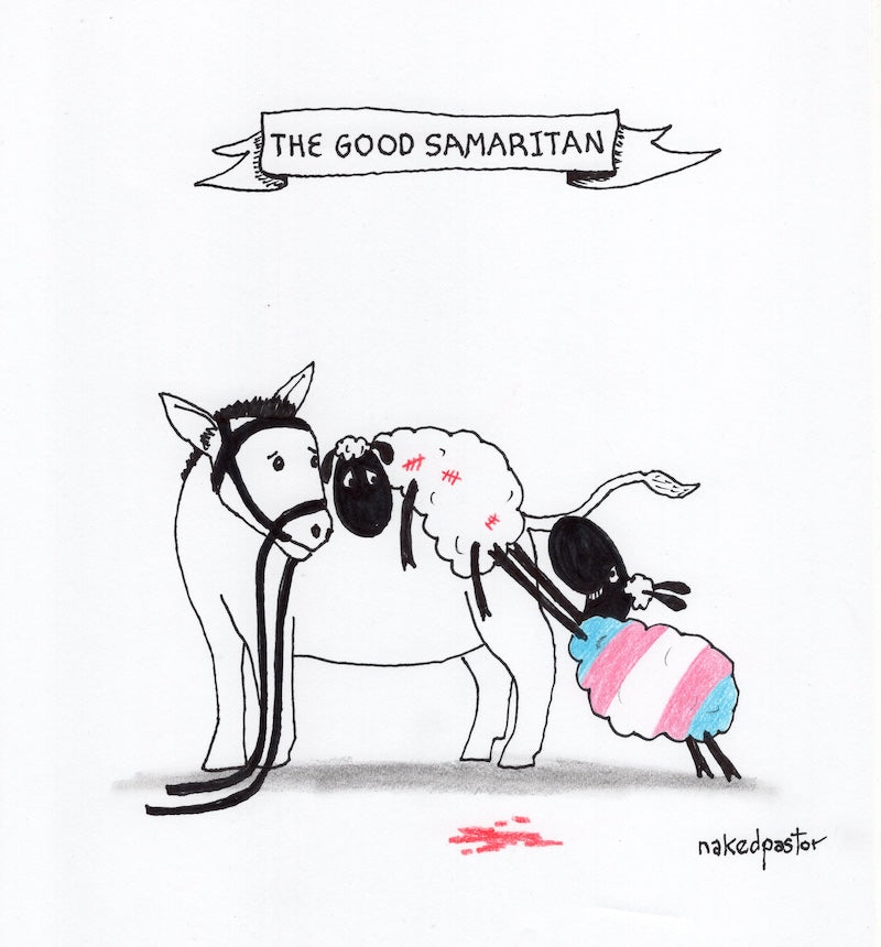 The Good Samaritan Trans Version Digital Cartoon-Digital Cartoons-nakedpastor