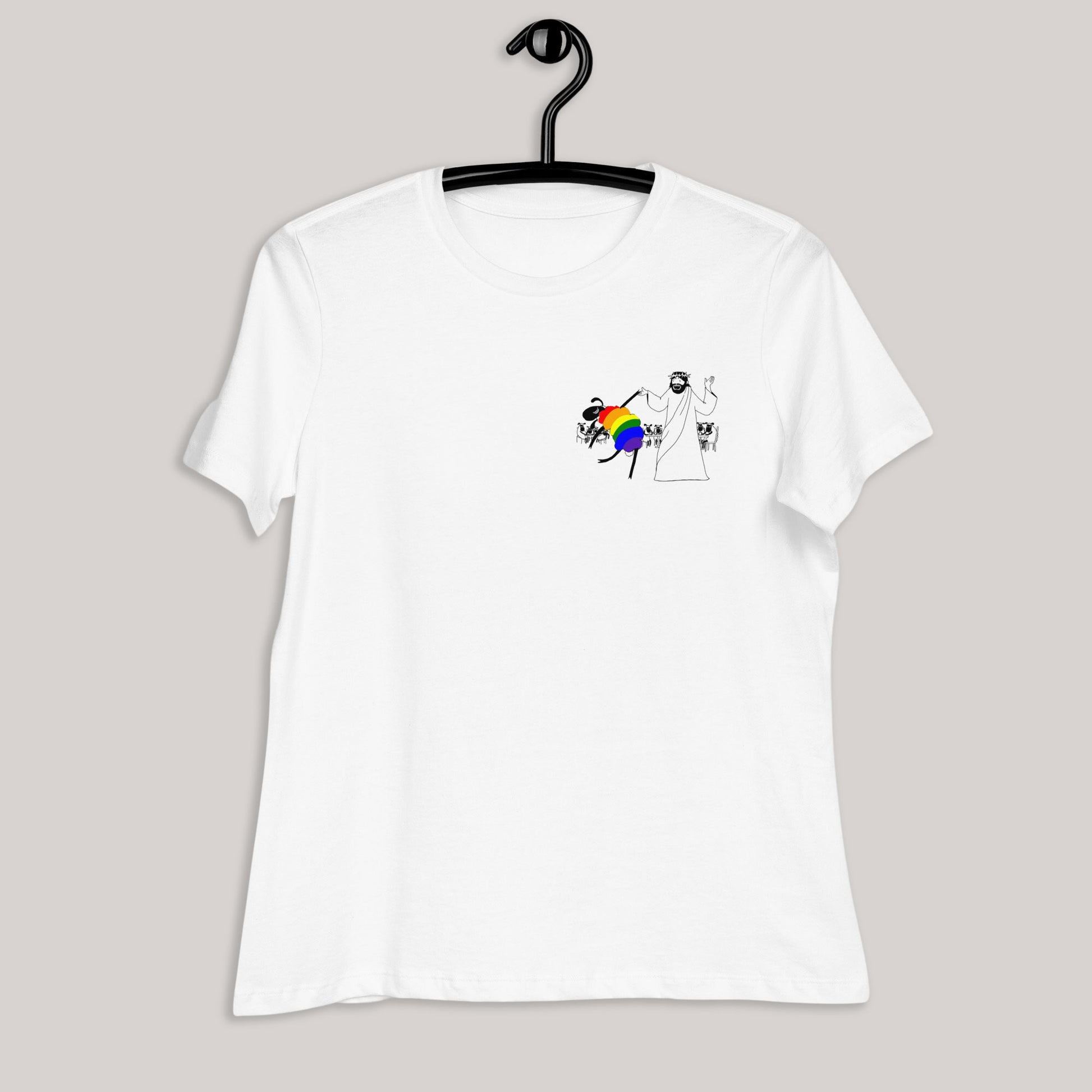 Jesus Dances with LGBTQ Sheep Fitted T-Shirt - by nakedpastor