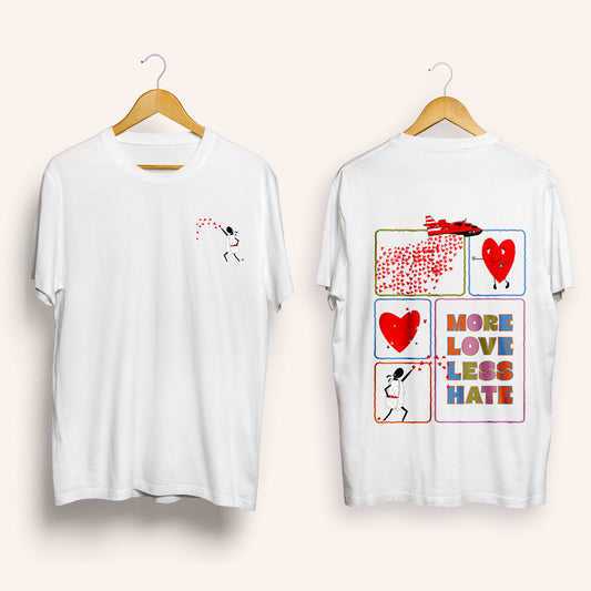 More Love, Less Hate Front and Back Tee-Shirts-nakedpastor
