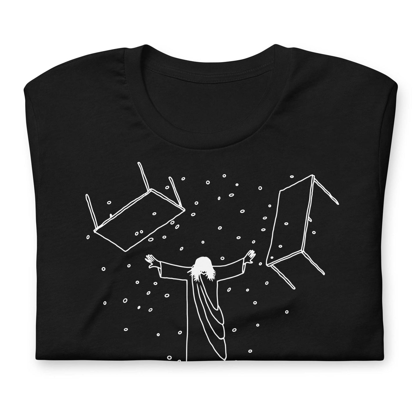 Jesus Overturning Tables Black Folded Women's Shirt