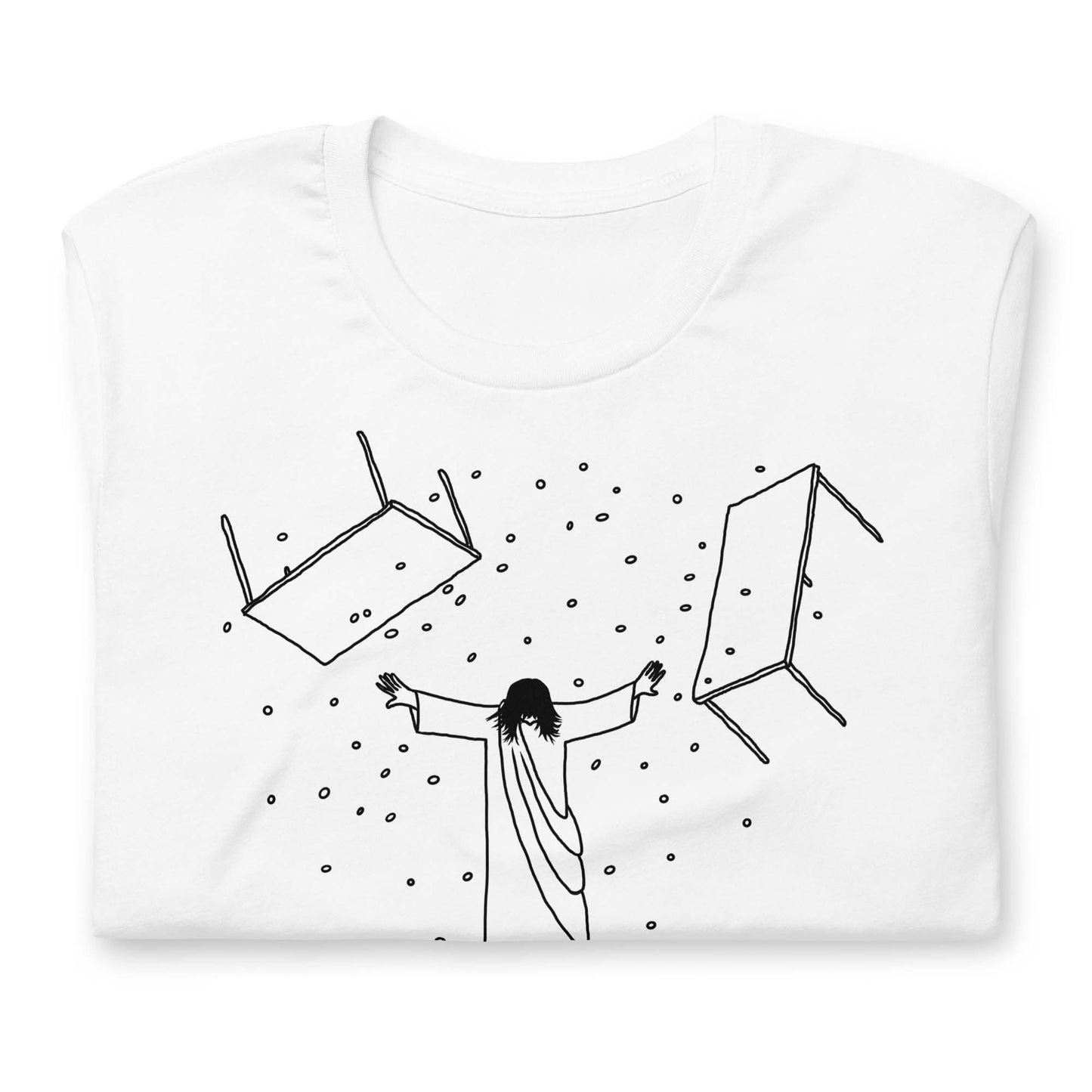 Jesus Overturning Tables White Folded Women's Shirt