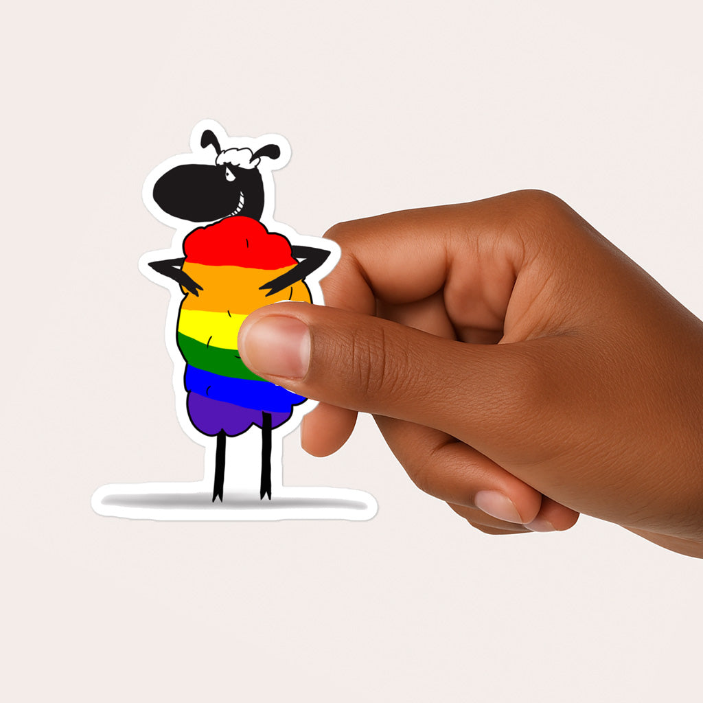 Rainbow Sheep Sticker-Stickers-nakedpastor