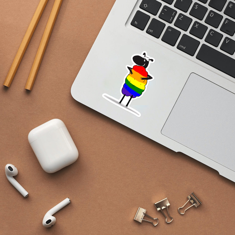 Rainbow Sheep Sticker-Stickers-nakedpastor