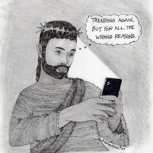 Trending Again Original Cartoon Drawing-Cartoons-nakedpastor