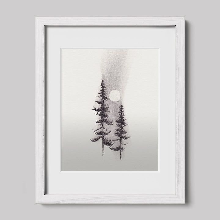 Two Pines Charcoal Drawing Print-Drawings-nakedpastor