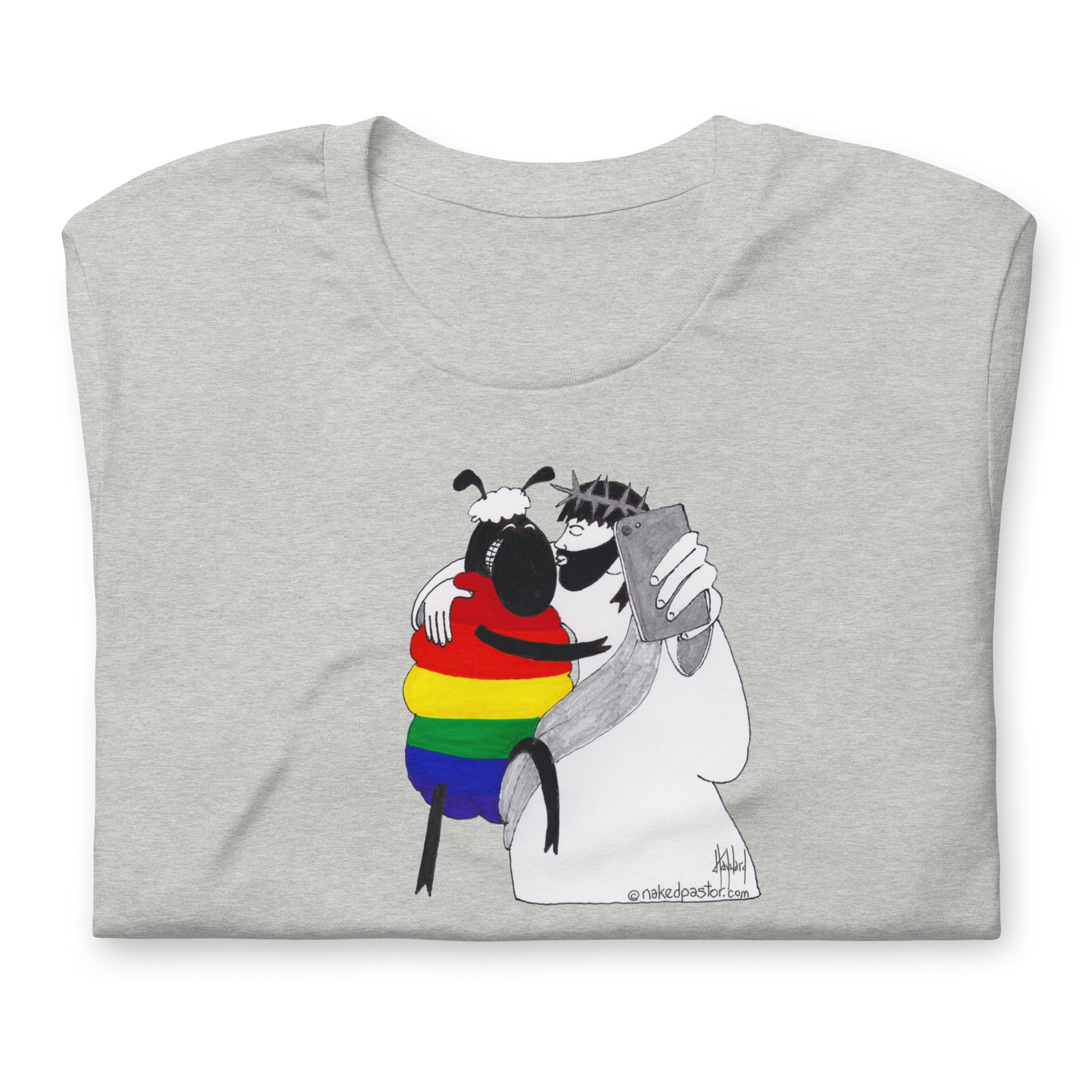 Jesus & LGBTQ Sheep Take a Selfie T-Shirt - by nakedpastor