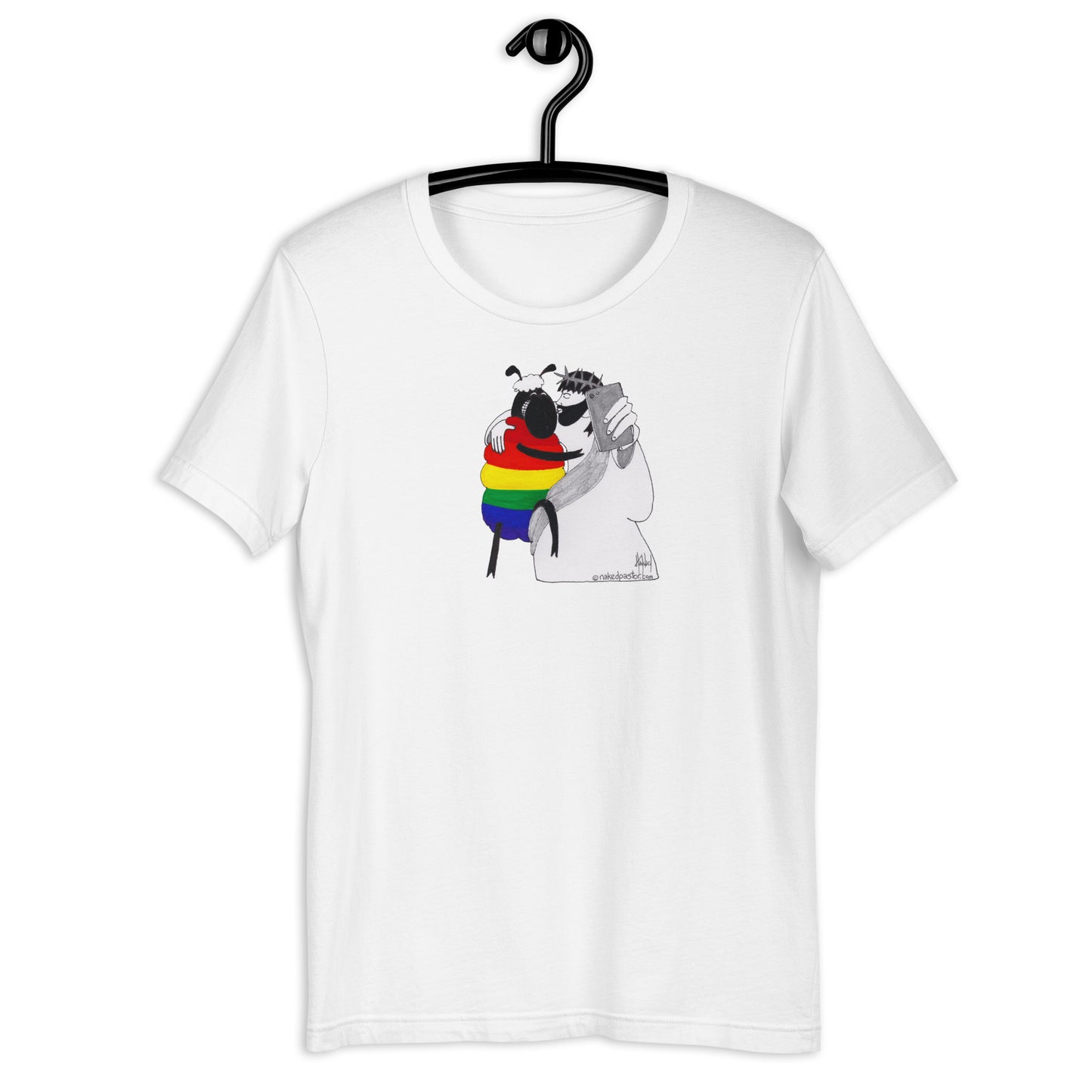 Jesus & LGBTQ Sheep Take a Selfie T-Shirt - by nakedpastor