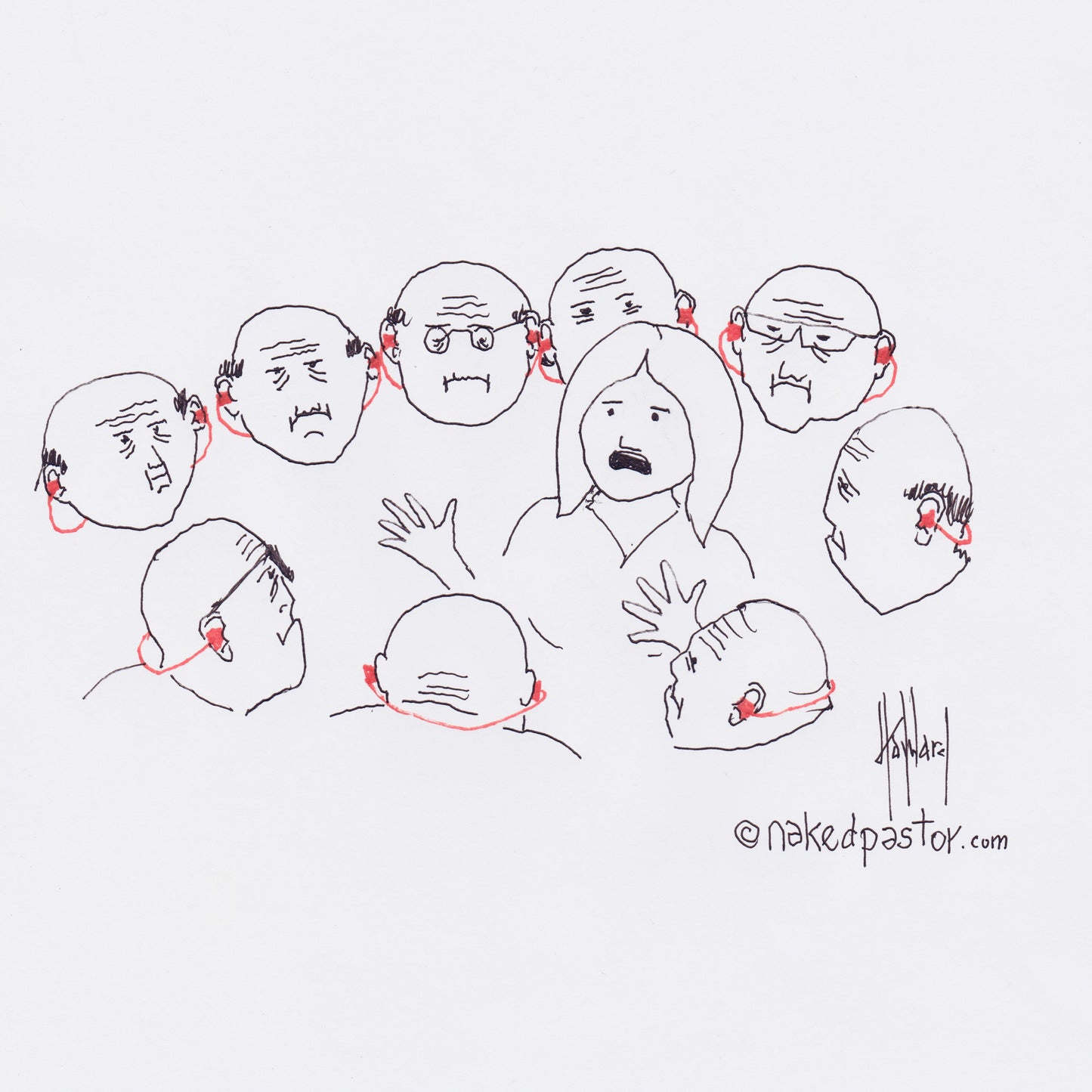A Woman Testifies Digital Cartoon - by nakedpastor