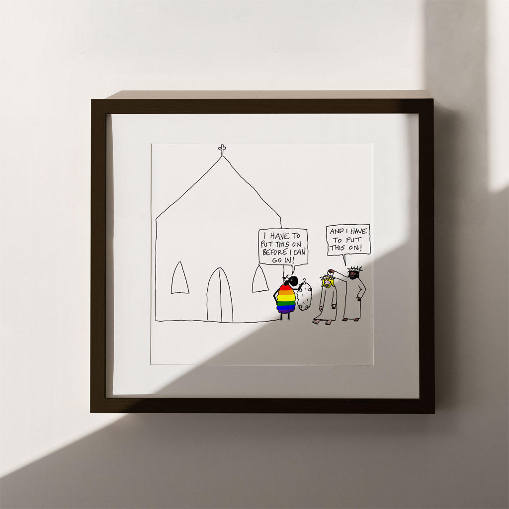 Before I Can Go In Cartoon Print - by nakedpastor