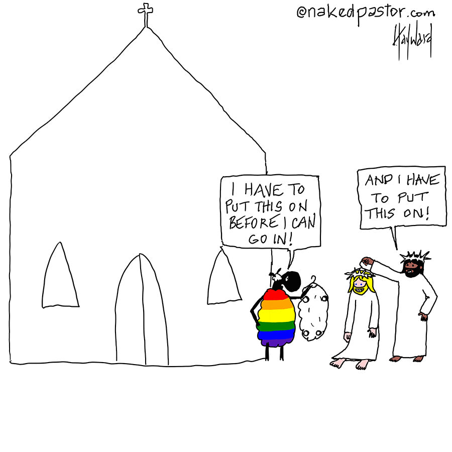 Before I Can Go In Cartoon Print - by nakedpastor