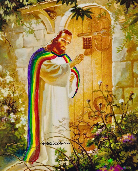 Behold I Stand at the Door and Knock Digital Cartoon - by nakedpastor