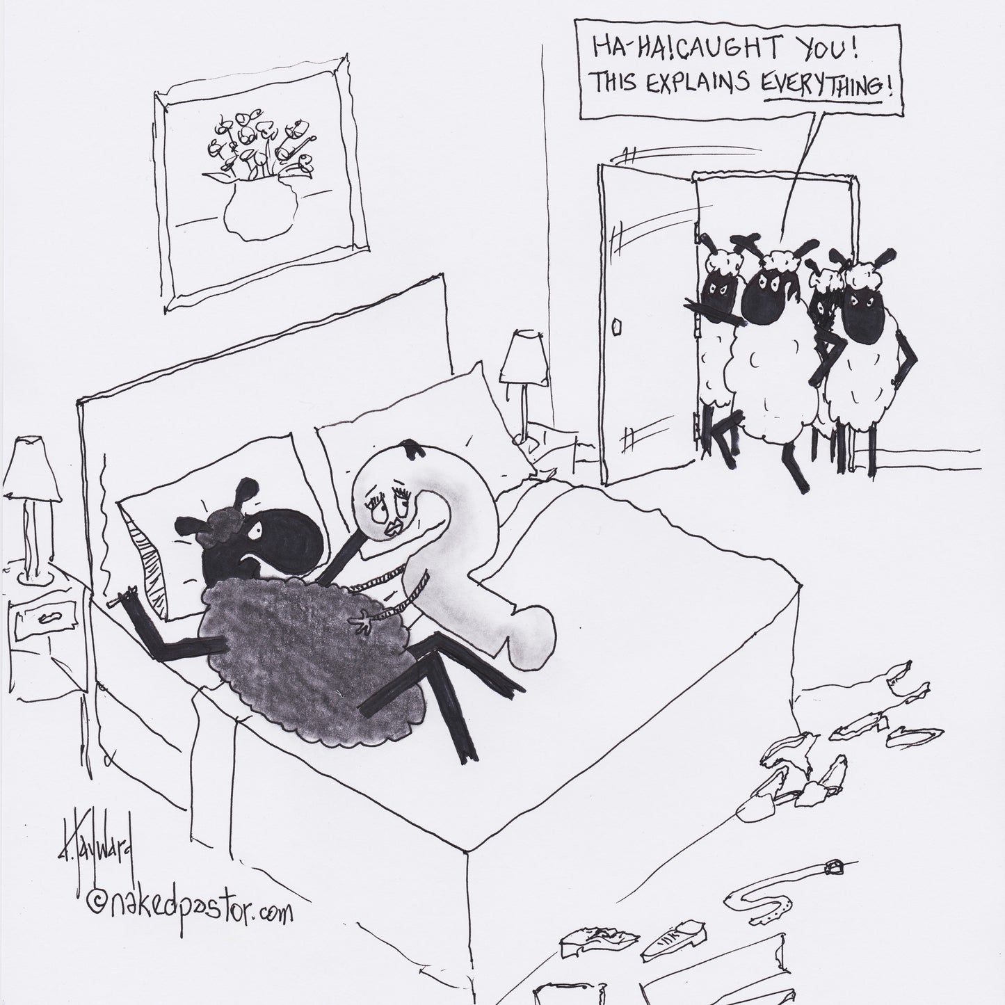 Black Sheep Love Questions Digital Cartoon - by nakedpastor