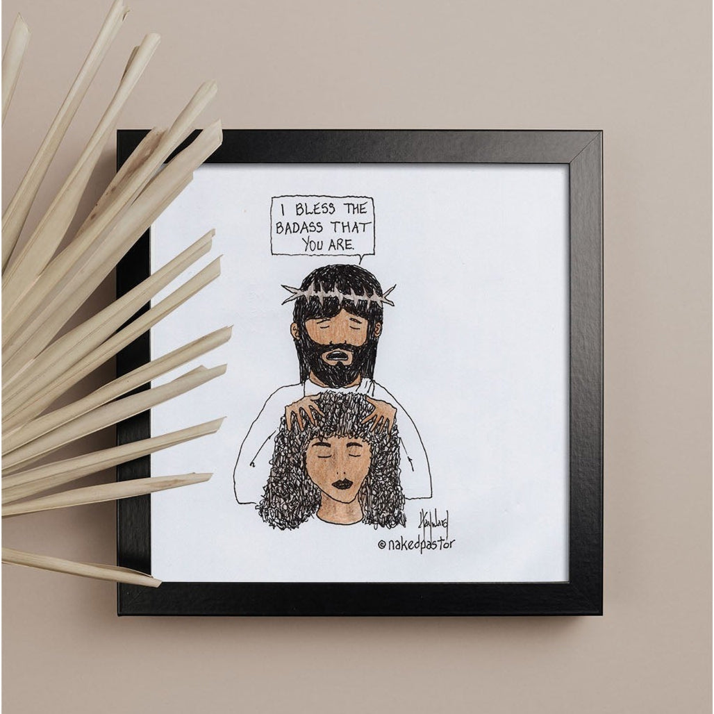 Bless the Badass Cartoon Print - by nakedpastor
