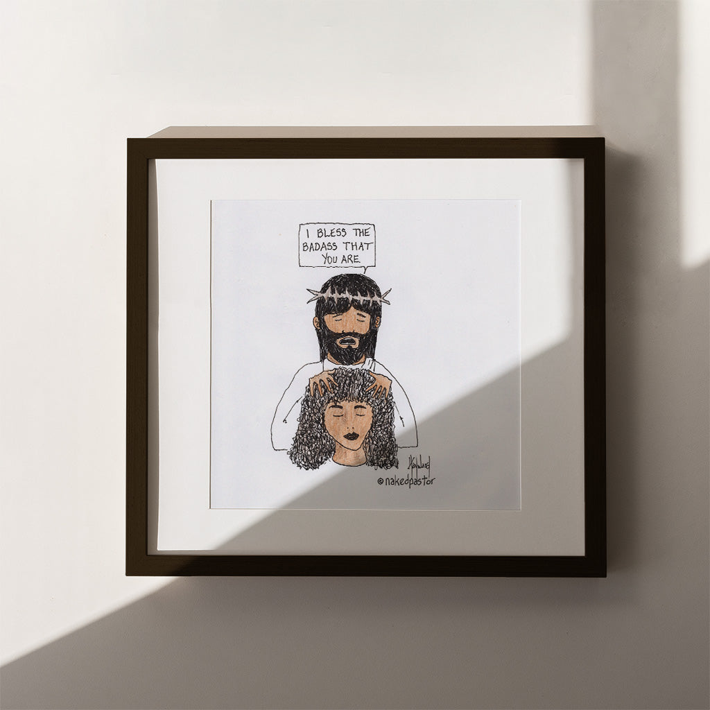 Bless the Badass Cartoon Print - by nakedpastor