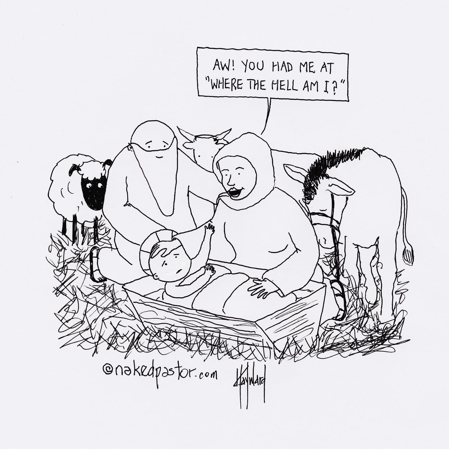 Born in a Stable Digital Cartoon - by nakedpastor