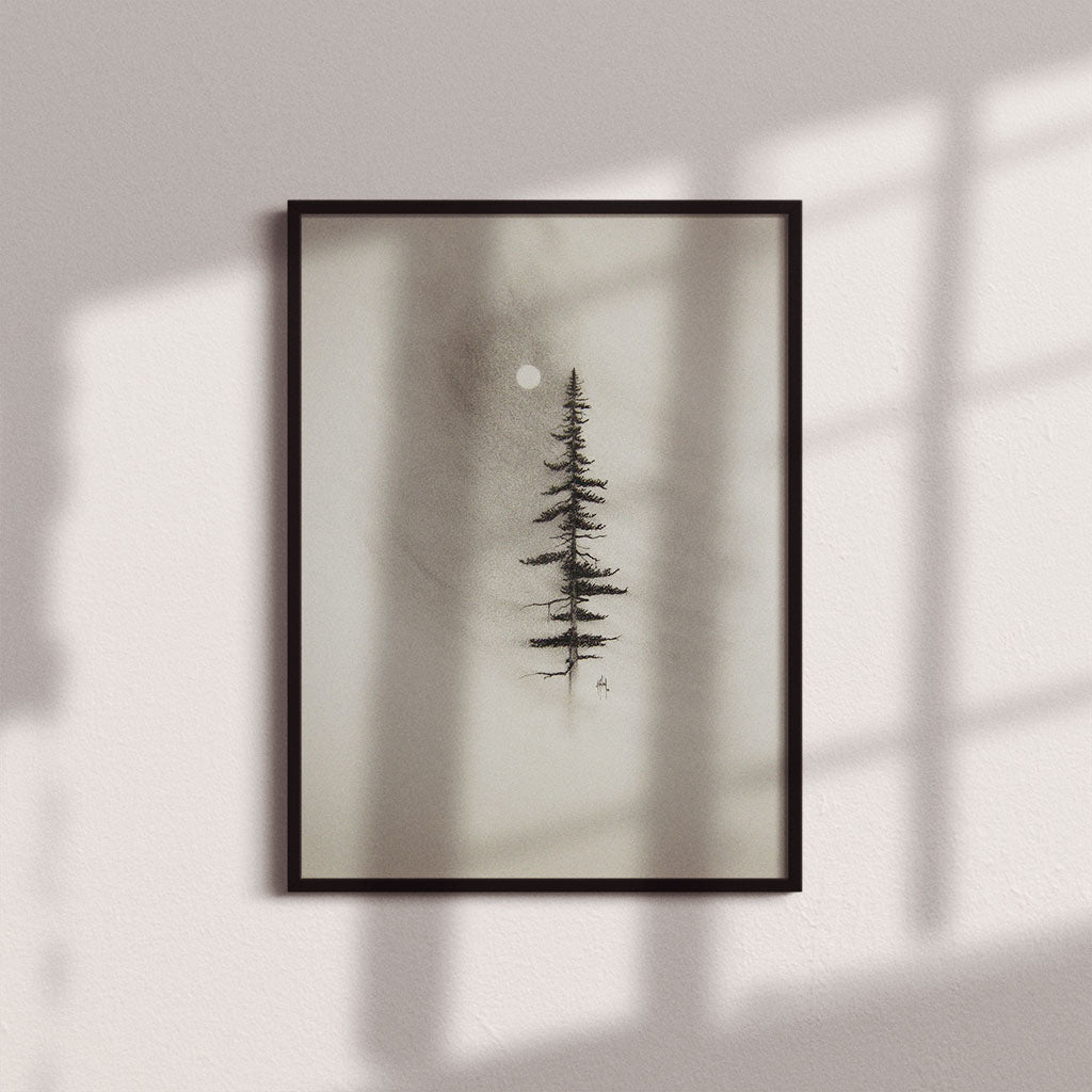 Pine Charcoal Drawing Print - by nakedpastor