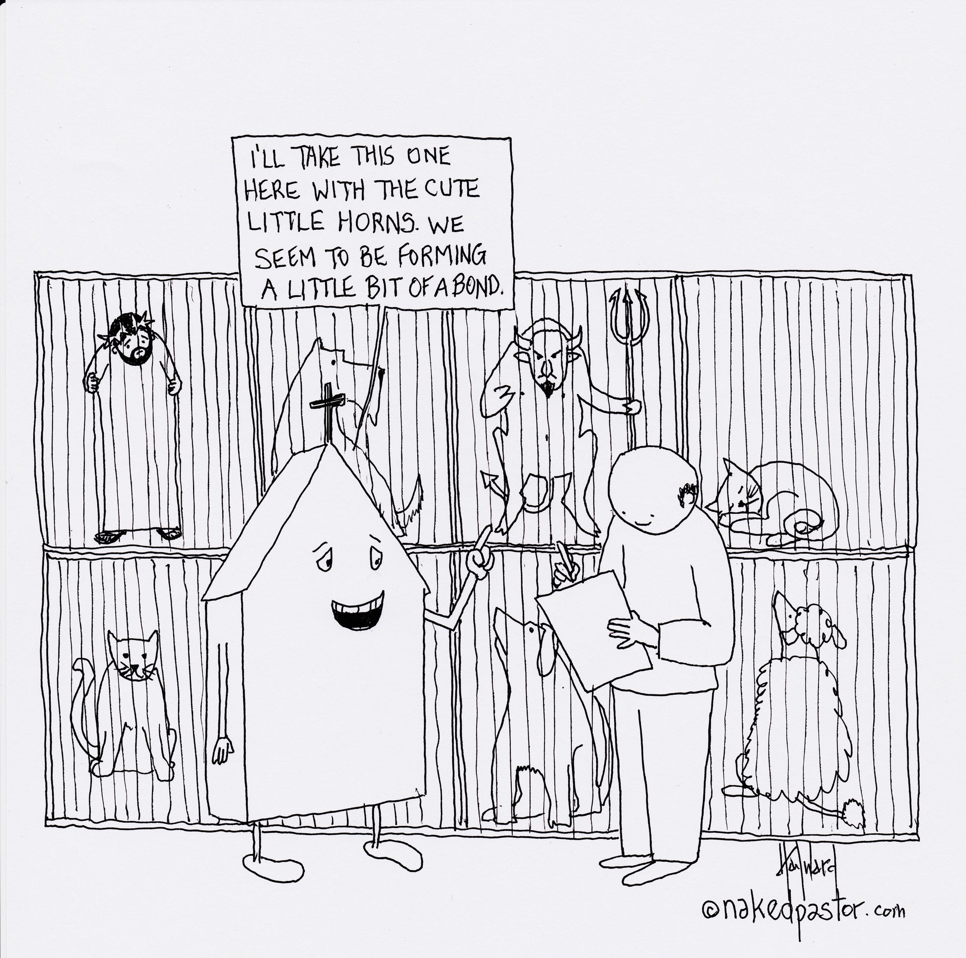 Church Picks Satan Digital Cartoon - by nakedpastor