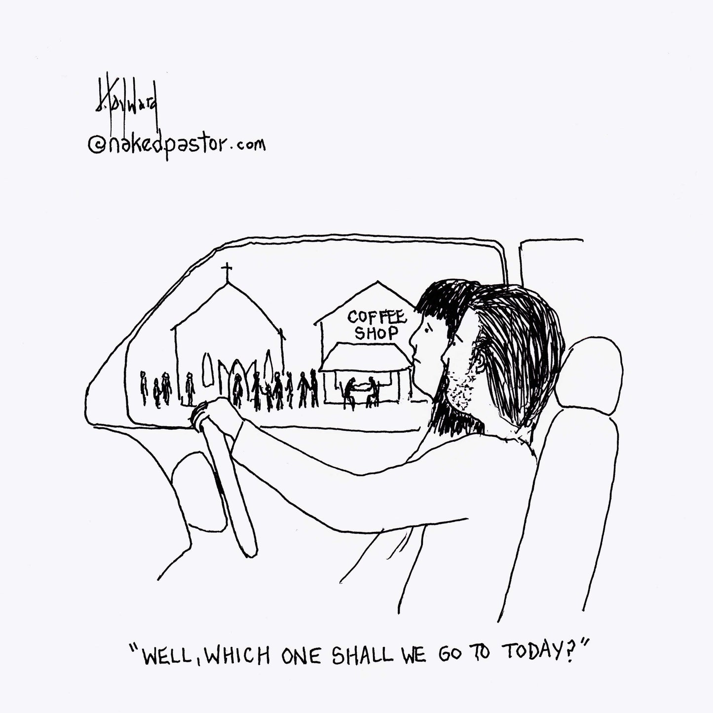 Church or Coffee Shop Digital Cartoon - by nakedpastor
