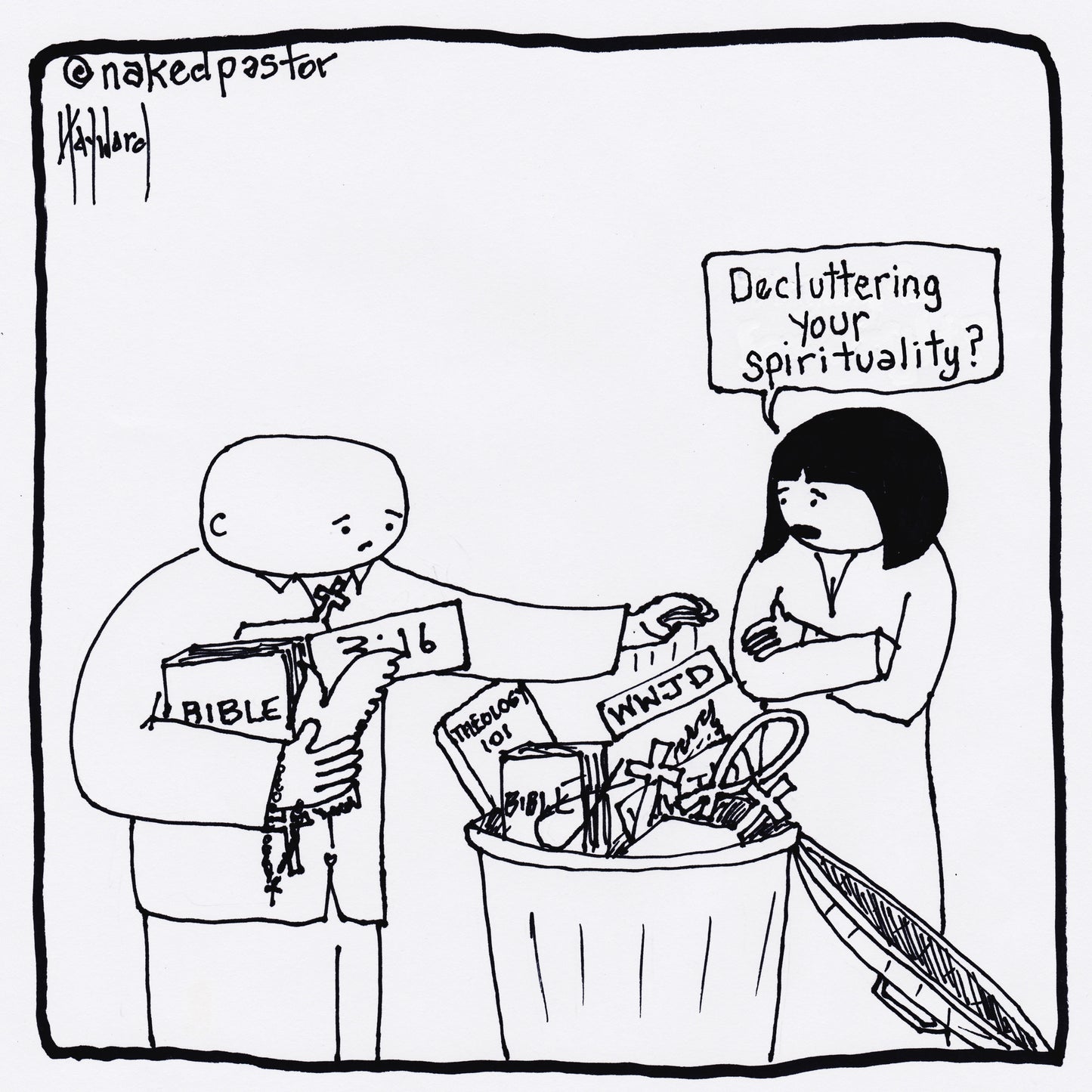 Decluttering Your Spirituality Digital Cartoon