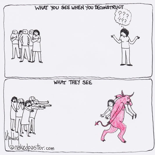 Demons and Deconstruction Digital Cartoon - by nakedpastor