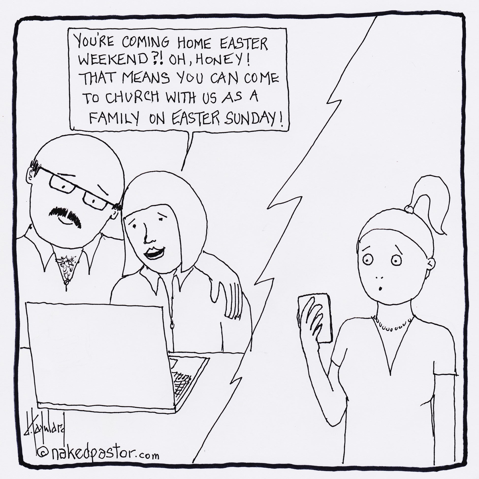 Going to Church With Your Family Digital Cartoon - by nakedpastor