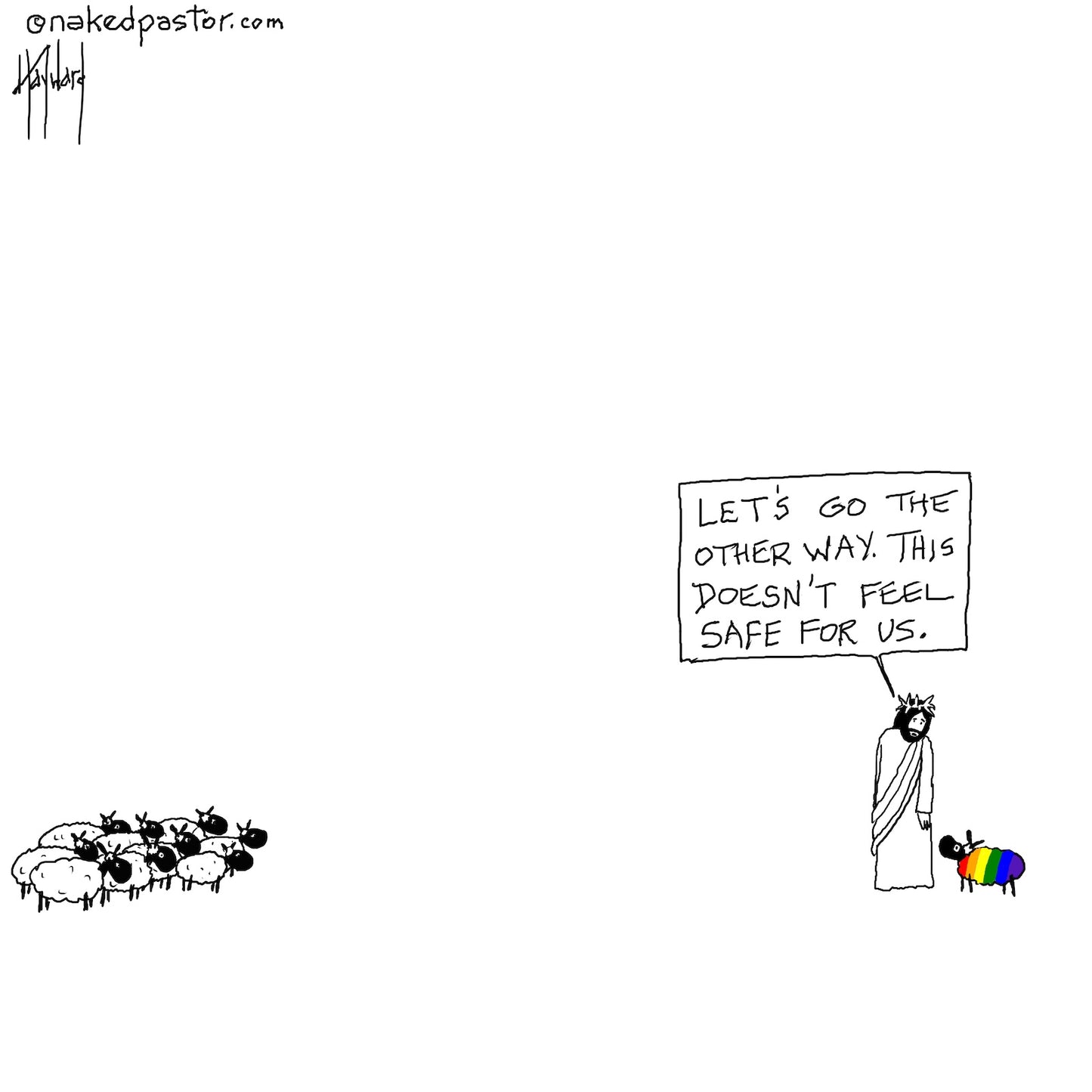 Doesn't Feel Safe Digital Cartoon - by nakedpastor