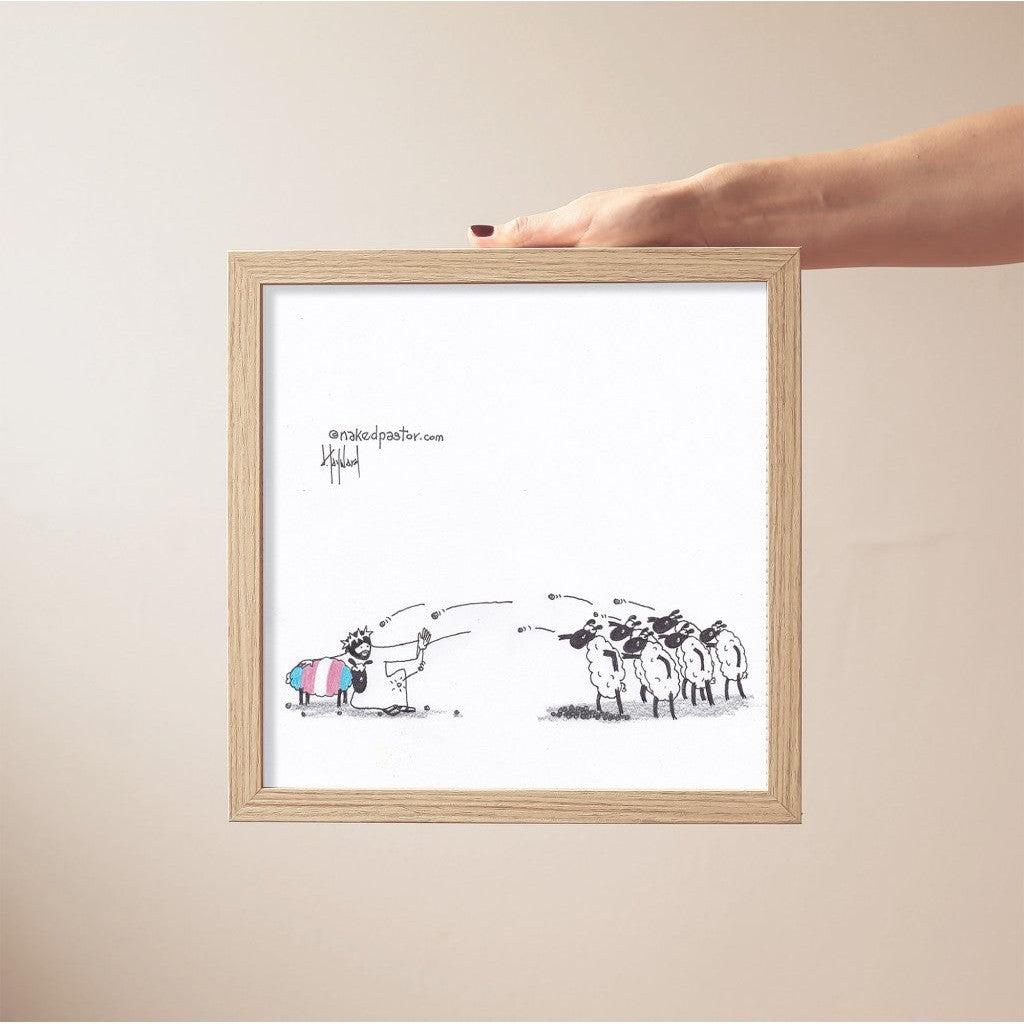 Don't Stone Others Trans Version Cartoon Print-Queer Christian Art Prints-nakedpastor