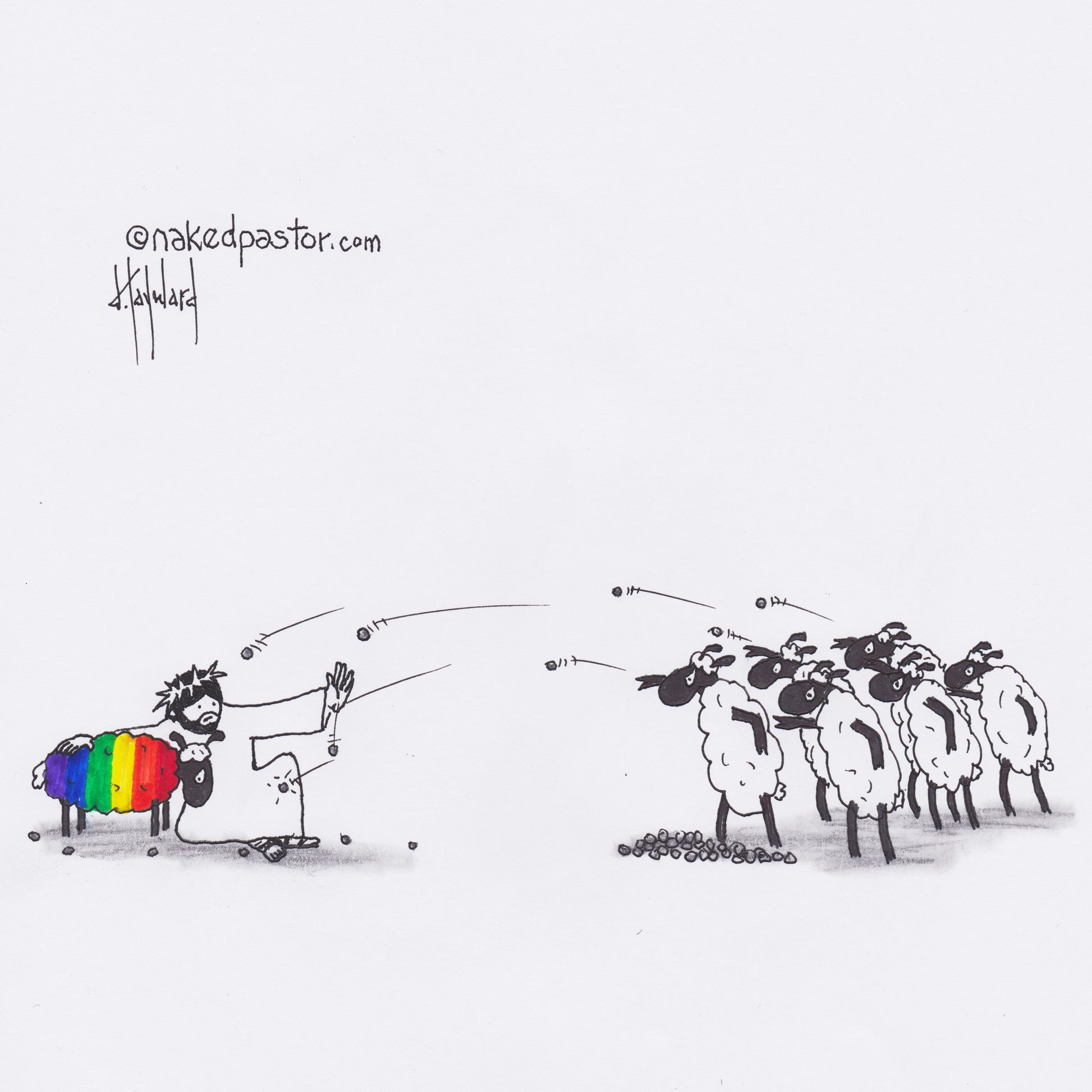 Don't Stone Others Digital Cartoon - by nakedpastor