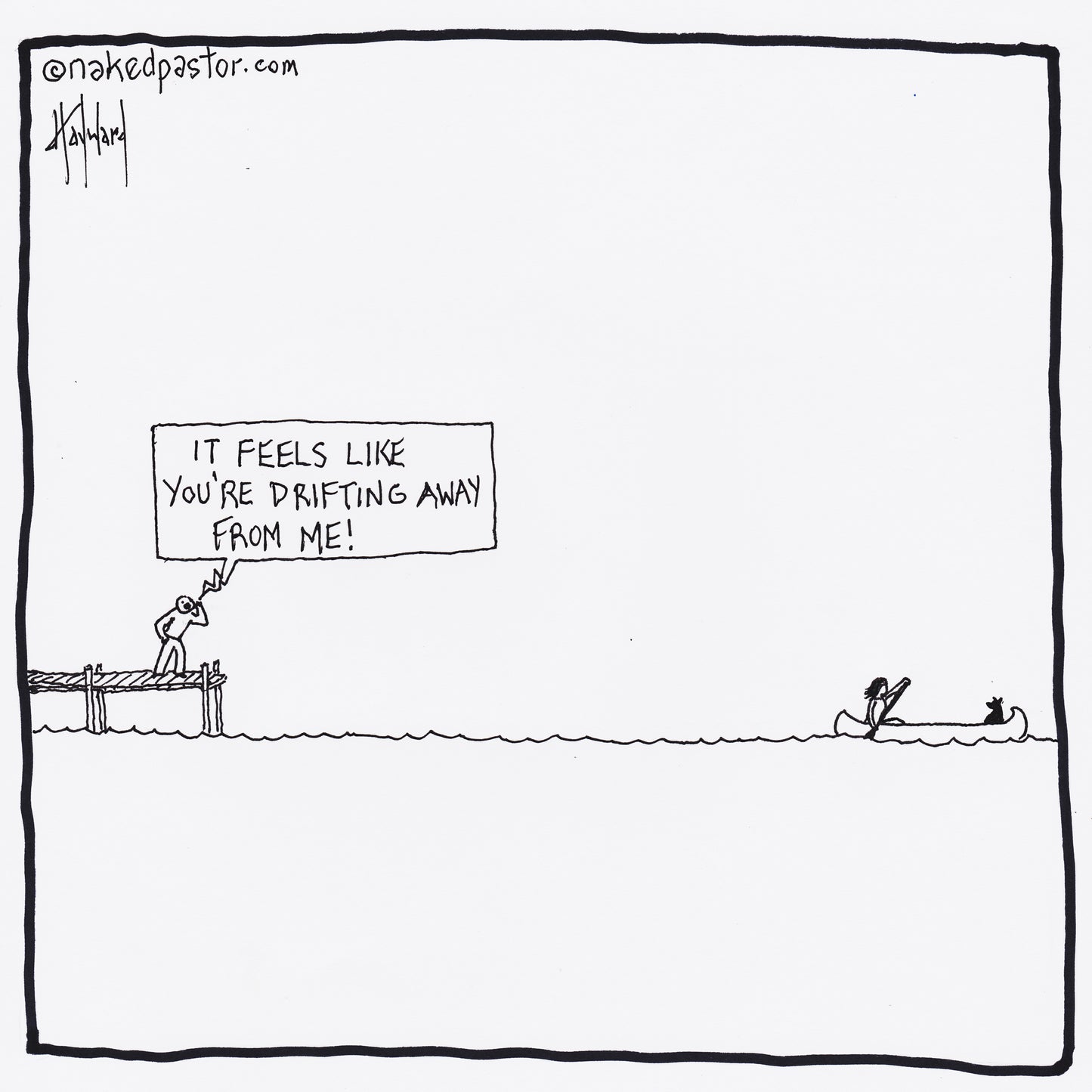 Drifting Away Digital Cartoon - by nakedpastor