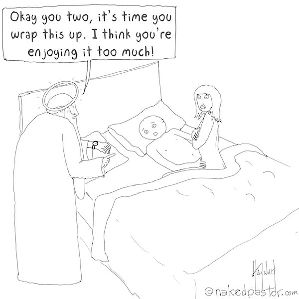 Enjoying Sex Too Much Digital Cartoon - by nakedpastor