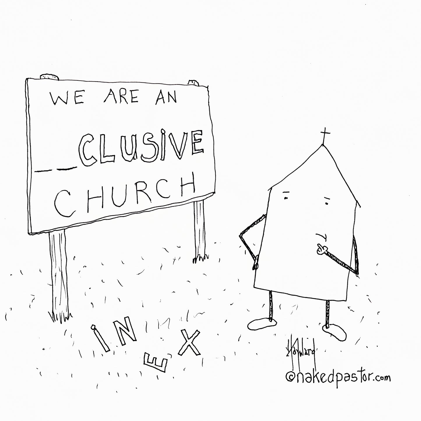 Ex or In Digital Cartoon
