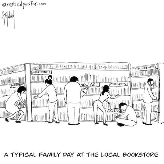 A Family at the Bookstore Digital Cartoon - by nakedpastor