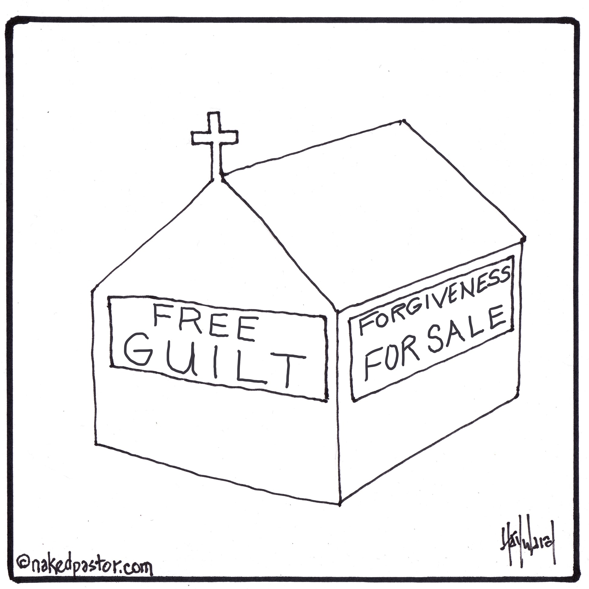 Free Guilt Forgiveness for Sale Digital Cartoon - by nakedpastor