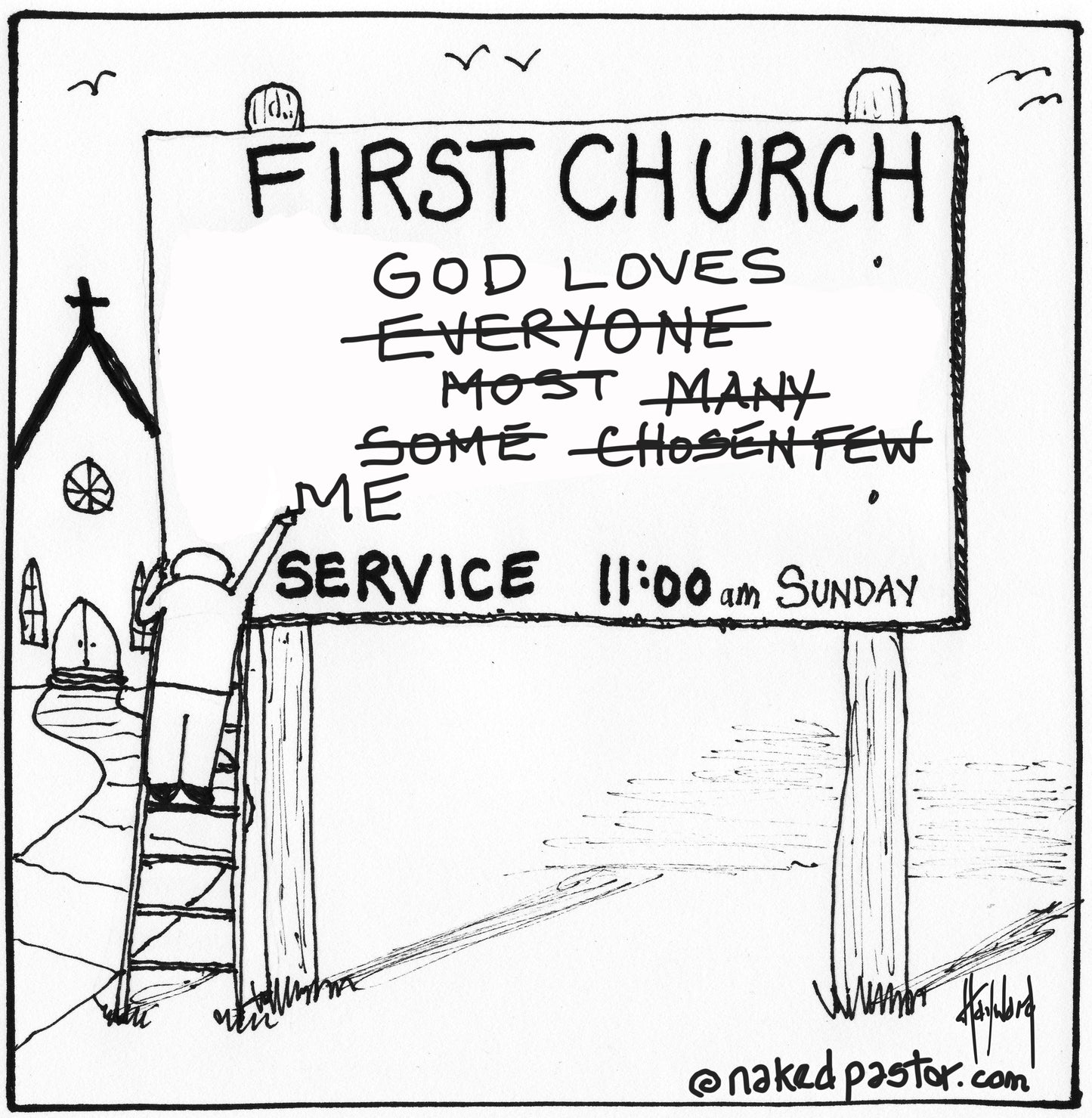 God Loves Everyone Digital Cartoon - by nakedpastor