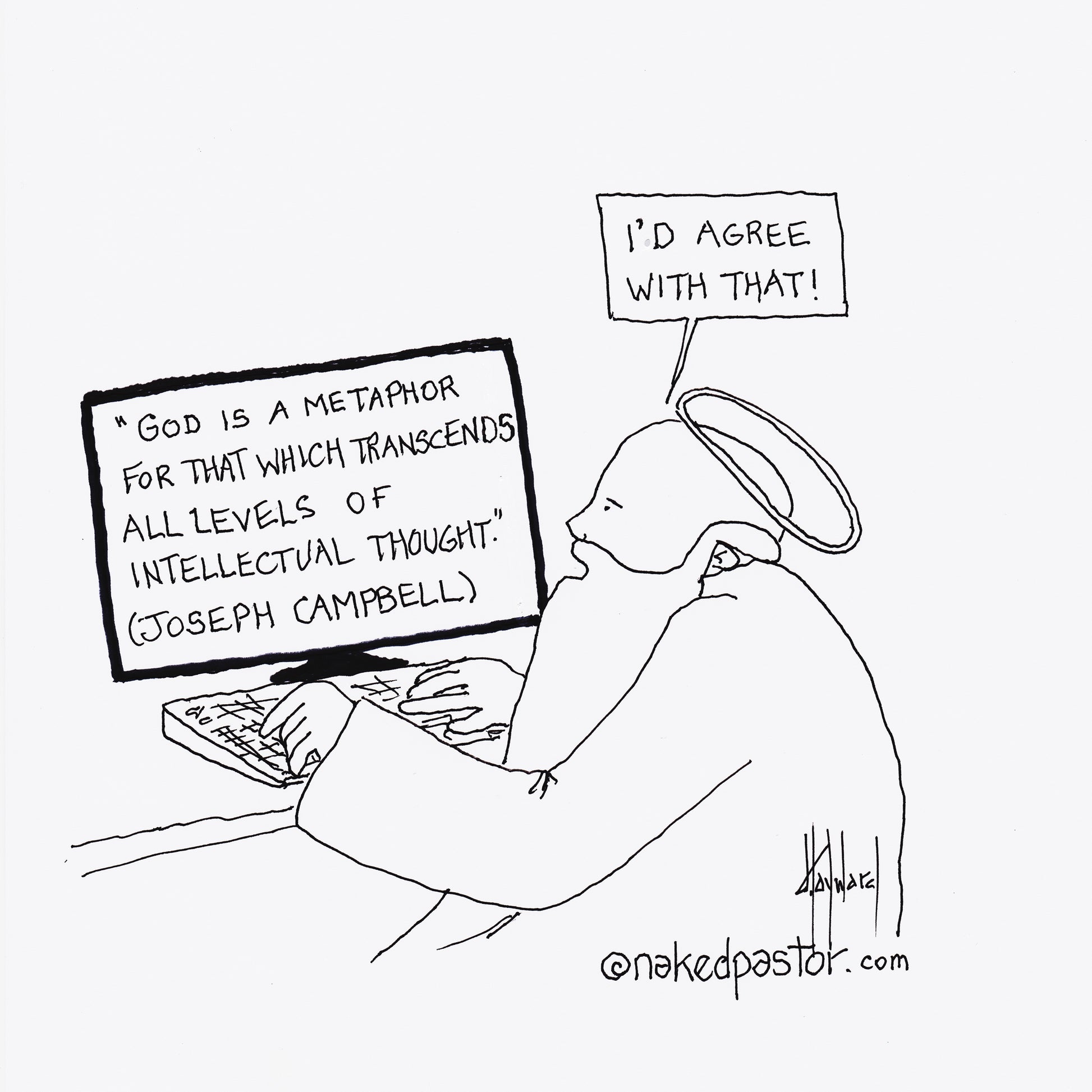 God and Joseph Campbell Digital Cartoon - by nakedpastor