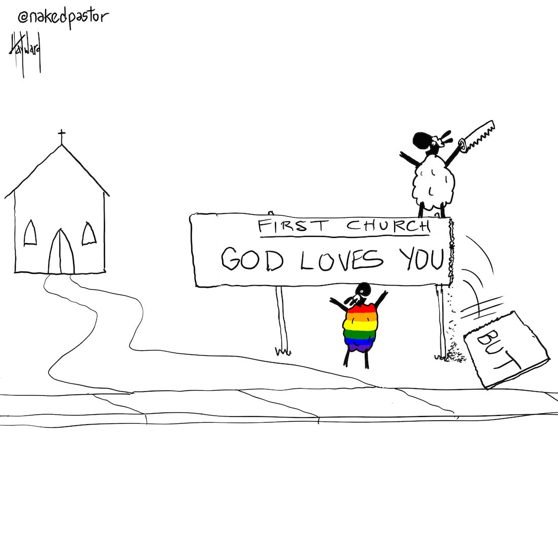 God Love You But Cut Off Digital Cartoon - by nakedpastor