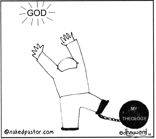 God vs Theology Digital Cartoon - by nakedpastor
