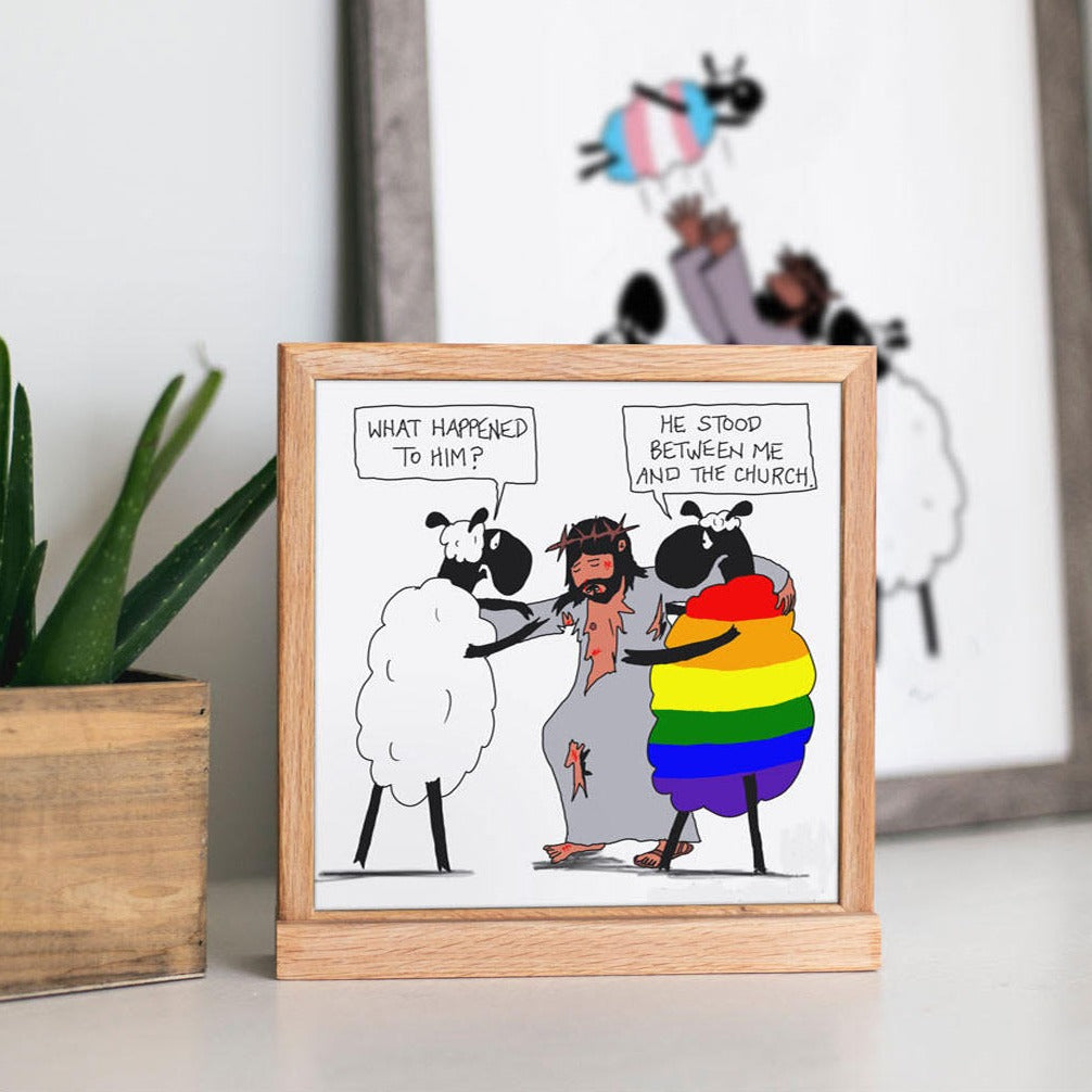 He Stood Between Me and the Church Cartoon Print - by nakedpastor