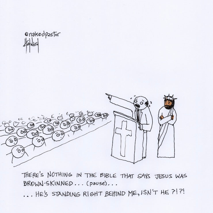 He's Standing Right Behind Me Digital Cartoon - by nakedpastor