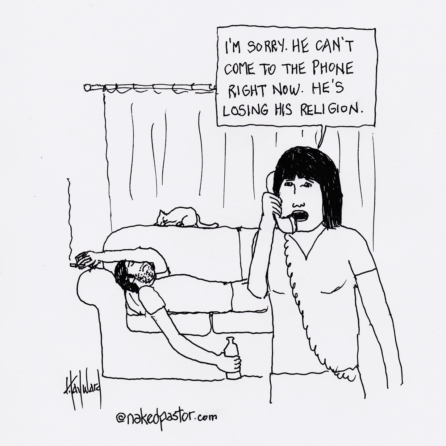 Losing His Religion Digital Cartoon - by nakedpastor