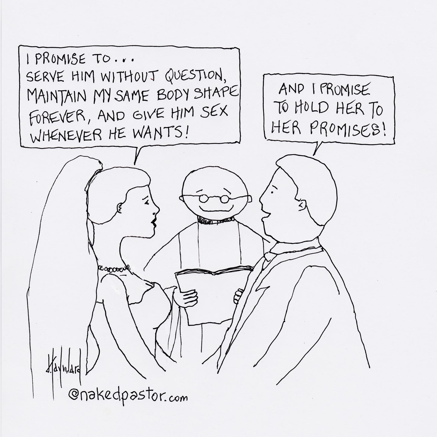 Hold Her to Her Promises Digital Cartoon - by nakedpastor