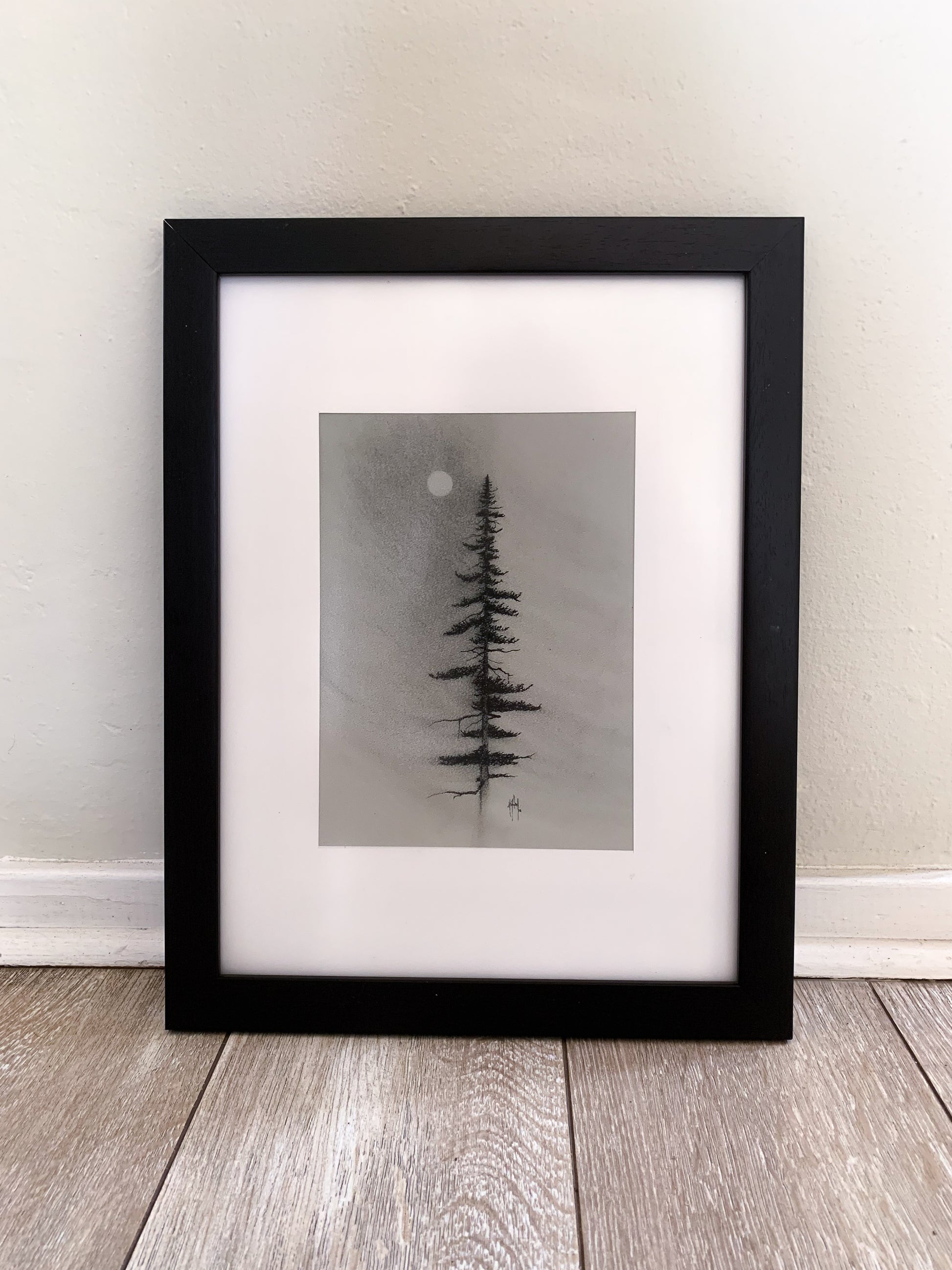 Pine Charcoal Drawing Print - by nakedpastor