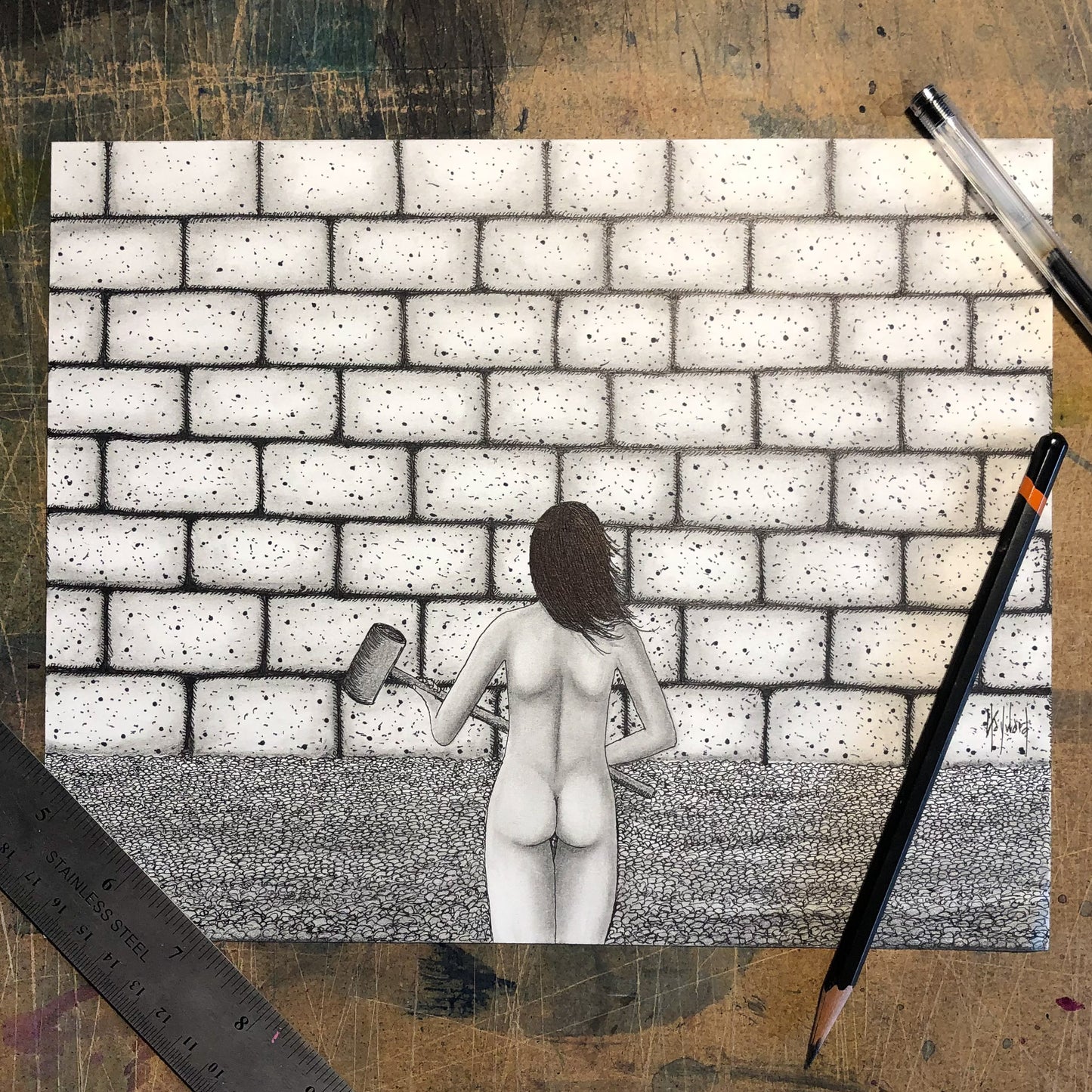 Sophia Deconstruction Original Drawing - by nakedpastor