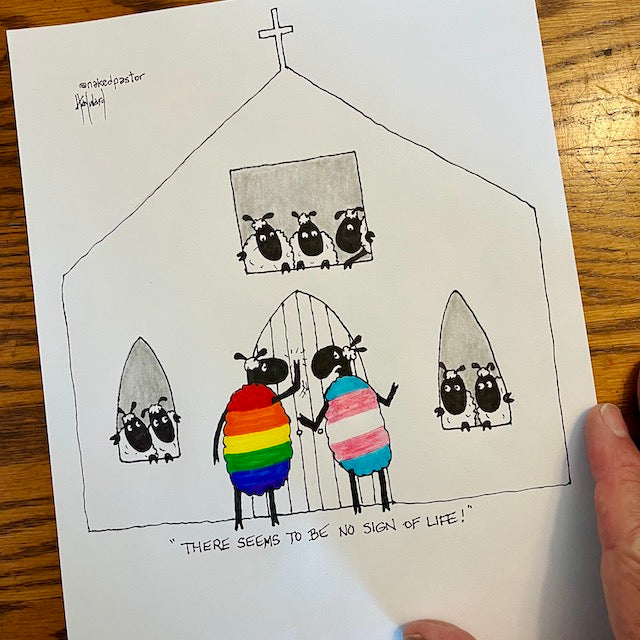 No Sign of Life Gay and Trans Original Cartoon Drawing - by nakedpastor