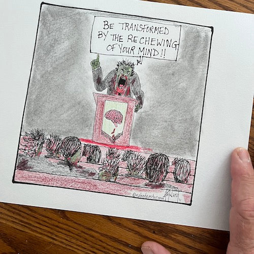 Zombie Church Original Cartoon Drawing - by nakedpastor