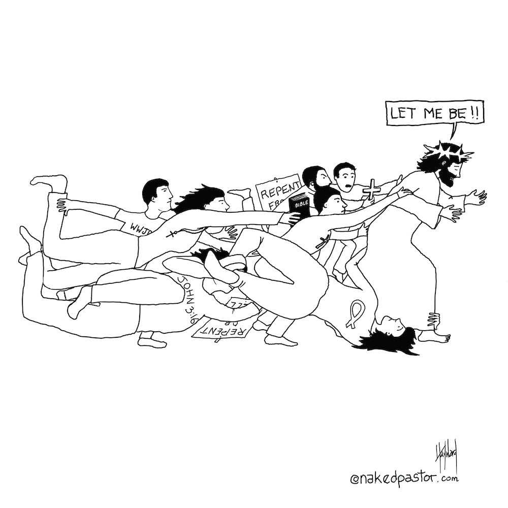 Jesus and His Followers Digital Cartoon - by nakedpastor